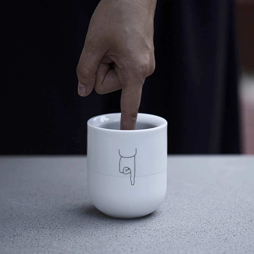 瓷0827-QH-痣白X痣 联名半釉厚唇杯240ml