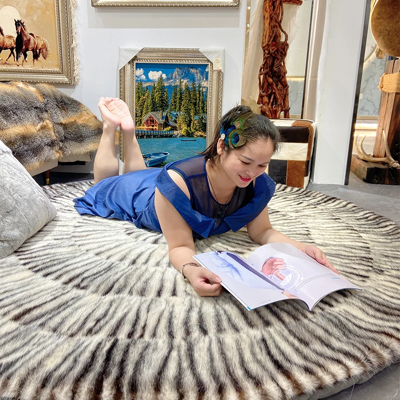 北欧轻奢卧室衣帽间客厅展厅毛毛地毯圆毯皮草1.8米