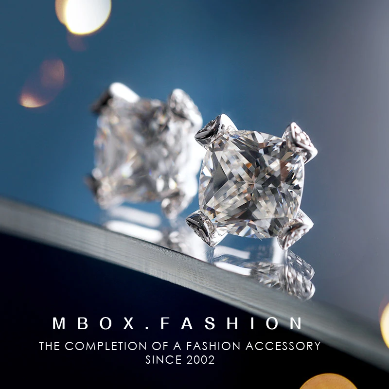 Lonel/洛奈 925银合成锆石耳饰 QC 耳环925银方形气质轻奢