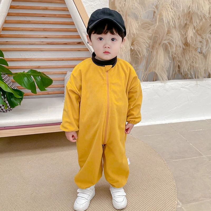 恬禾乐婴儿儿童罩衣套棉衣棉袄外穿宝宝全身防脏爬爬服爬行服拉链