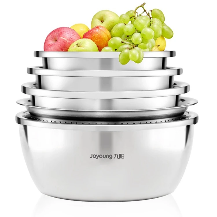 九阳不锈钢盆304食品级和面盆厨房多功能优选洗菜沥水篮