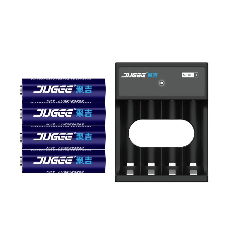 聚吉1.5v锂电池可充电五号恒压1.5伏快速USB充电器大容量3000MWH