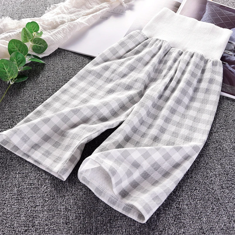 昊贝比宝宝高腰护肚裤夏季A棉网眼薄款空调裤子七分裤宽松休闲系