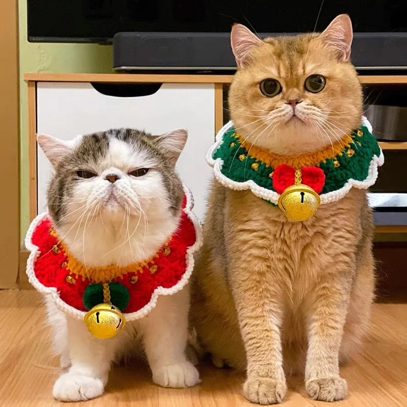 猫咪圣诞新年围脖猫口水巾小猫围兜宠物用品狗狗围嘴围巾猫猫可爱