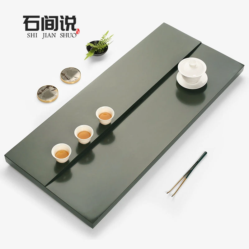 石间说天罗绿石茶盘高端上档次茶盘桌面专用茶盘抛光临江碧茶台