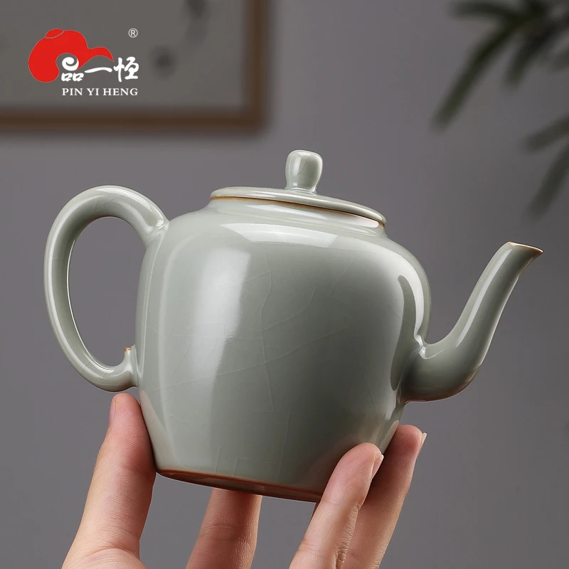 分寸汝窑青衣壶湖青釉系列景德镇陶瓷壶大号茶道用具开片瓷汝瓷壶