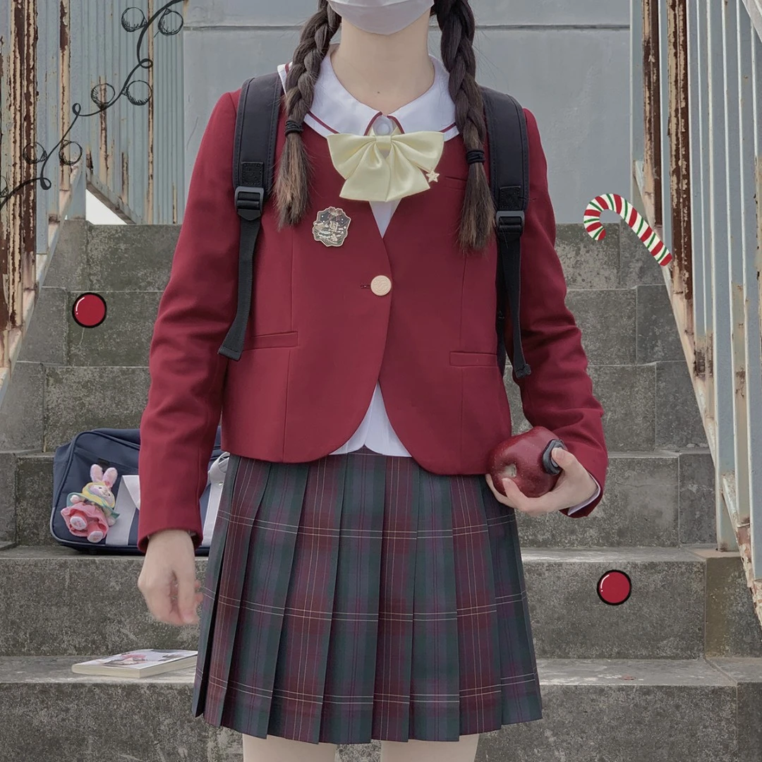 放学后/新年快乐西服原创JK制服无领西服铜扣女短款学院风西装