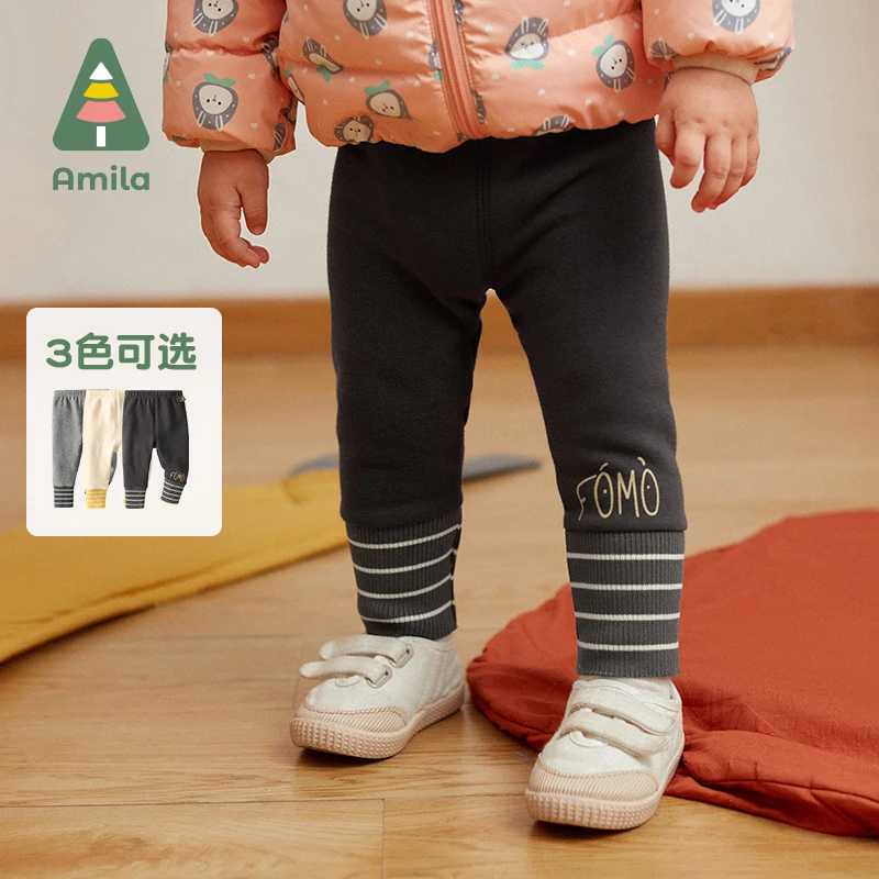 【啊咪啦】AMILA 儿童亲肤加绒加厚打底裤2021秋季新品AKZ599