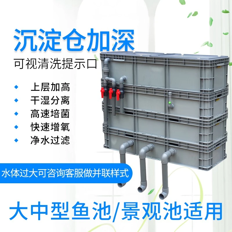 锦鲤鱼池过滤器大型室外鱼缸周转箱过滤盒滴流盒沉淀仓水循环系统