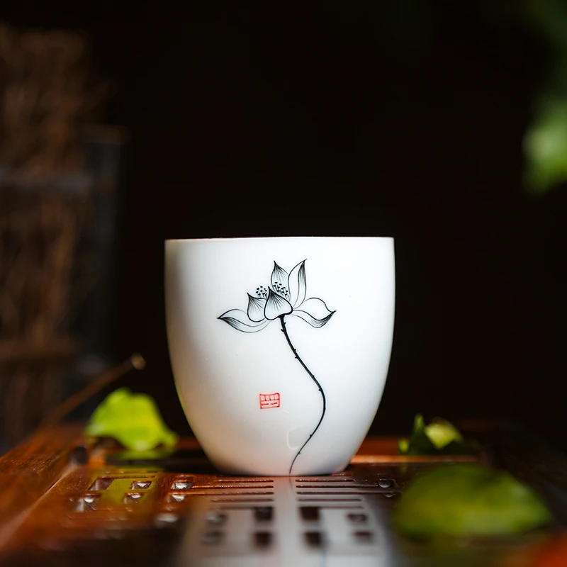 罇玺手绘陶瓷茶杯泡茶主人品茗杯容量约120ml