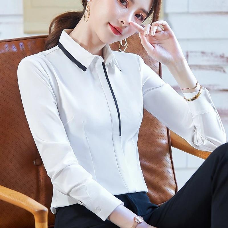 2178职业衬衫女酒店工作服衬衣女前台工装衬衫珠宝店美容院衬衫女