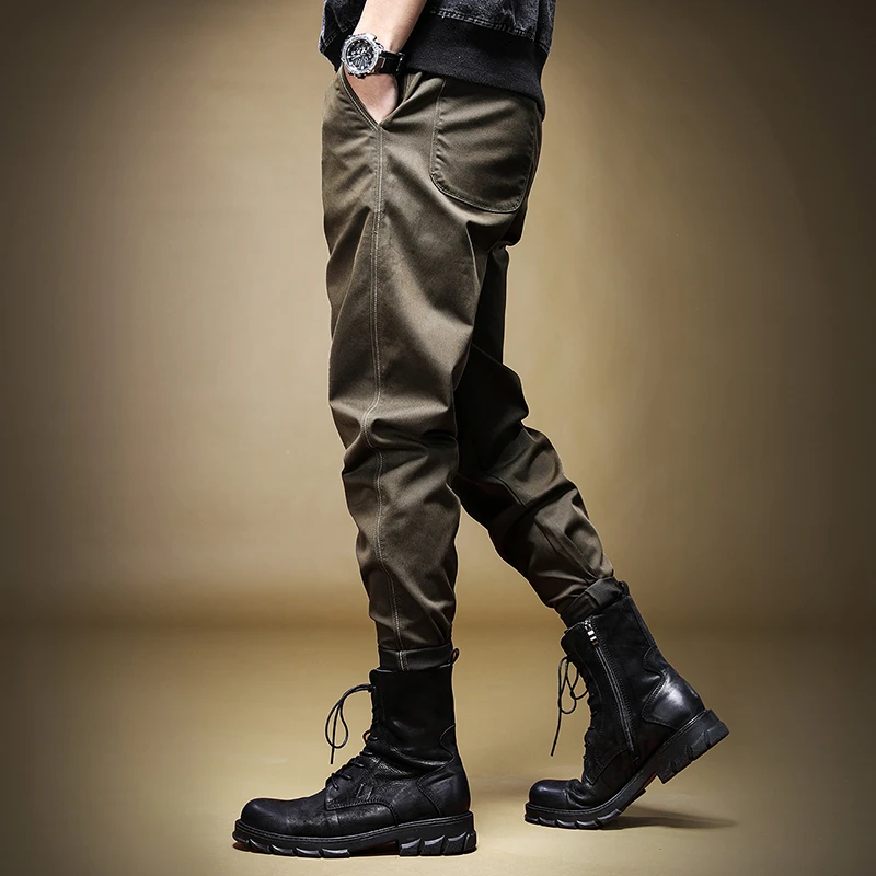 范诺思裤子男秋冬新款简约净版长裤子韩版潮流锥形萝卜裤哈伦裤男