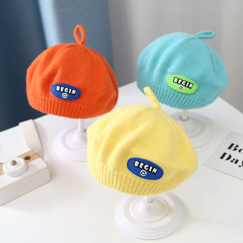 可爱婴幼儿贝雷帽ins韩系男女宝宝春秋针织帽出游宝宝套头帽儿童