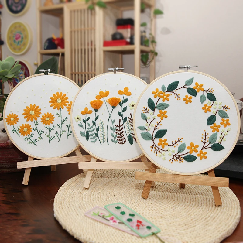 夏菊系列刺绣挂画手工diy材料包