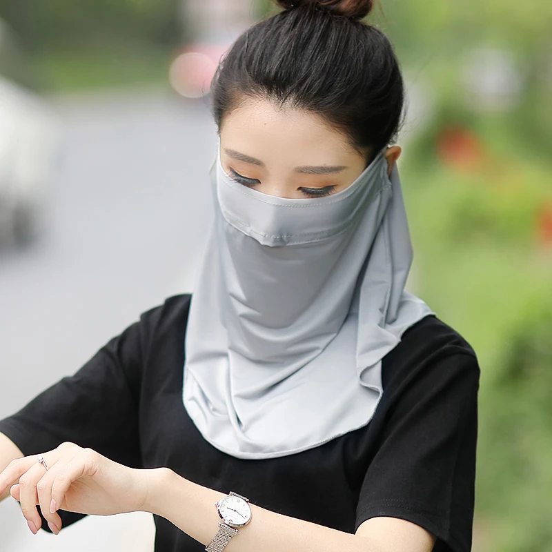夏季冰丝遮脸护颈脸罩遮阳面罩女面部全脸防晒挂耳面纱女防紫外线