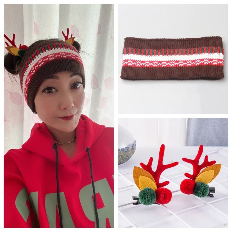 【娜姐专享】圣诞风跑步发带毛线保暖遮耳头饰