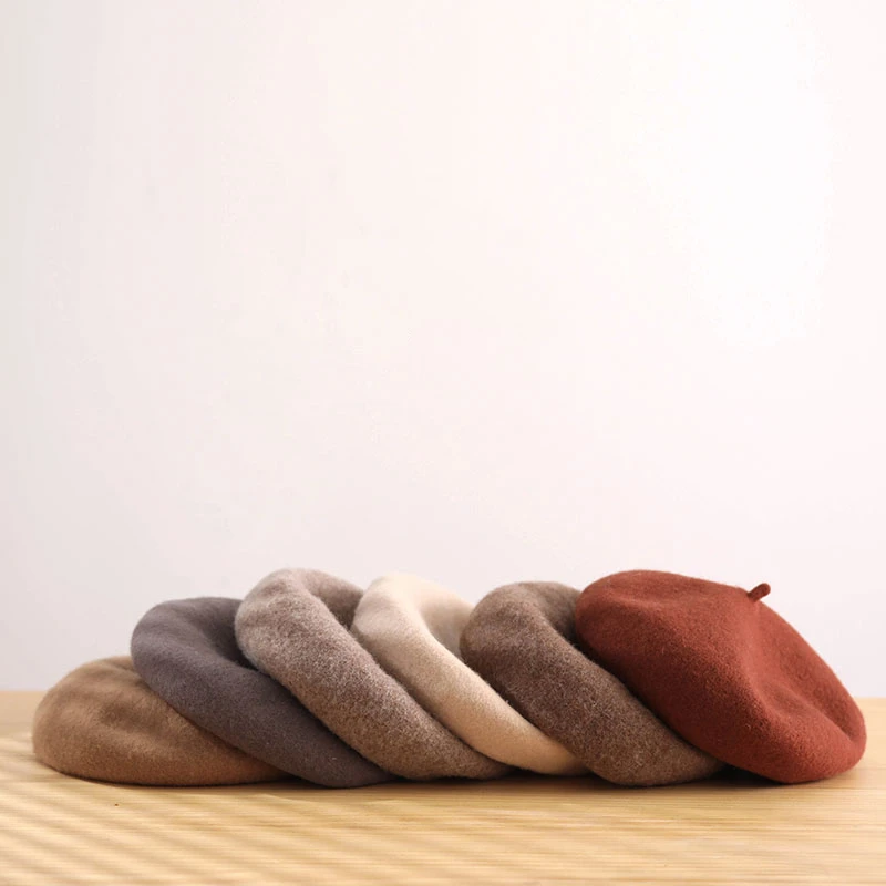 绵羊毛显脸小贝雷帽女英伦复古秋冬韩版日系百搭画家帽子冬天文艺