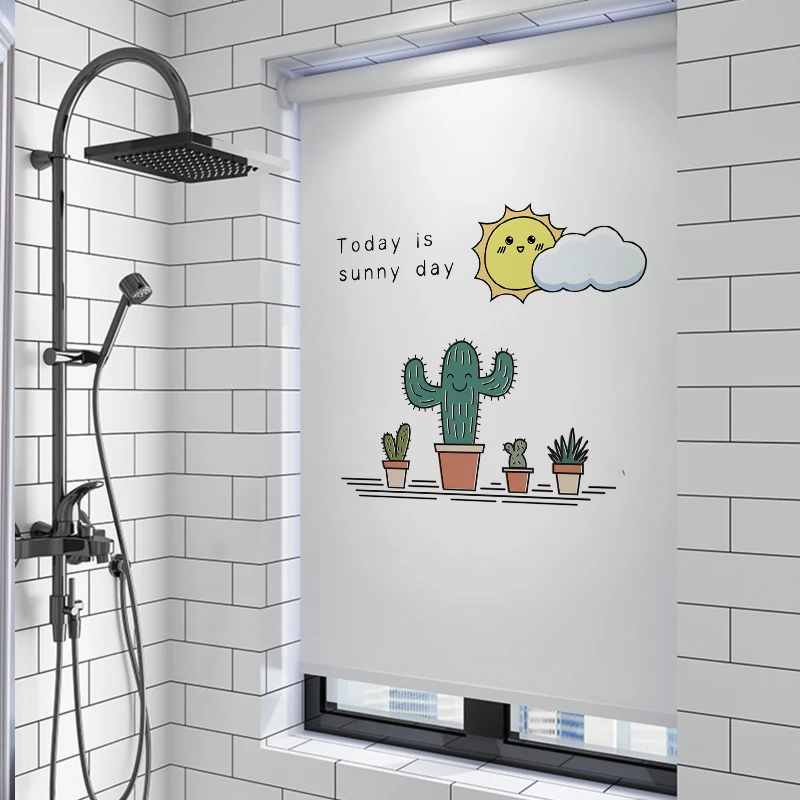 心门窗帘卷拉式卫生间卷帘防走光免打孔窗户遮挡浴室厕所拉帘家用