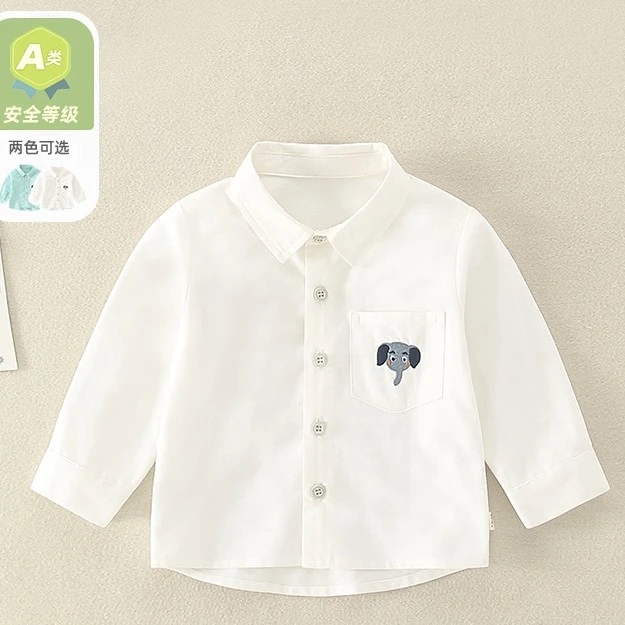 【15121】婴幼儿春季衬衫小童男宝打底衬衣洋气绅士刺绣翻领上衣