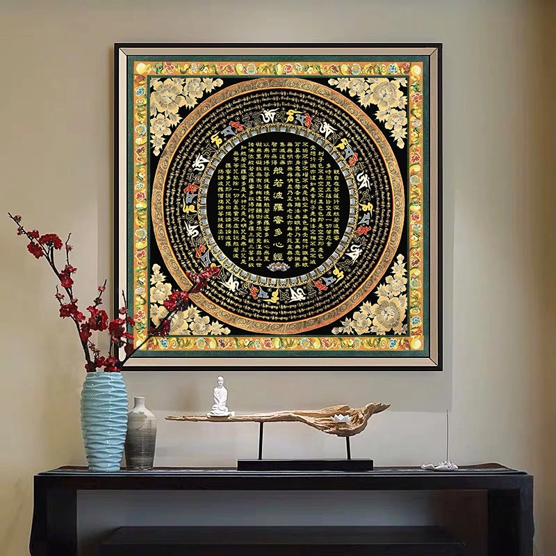 般若波罗密心经临摹挂画|静心减压手抄描金画|DIY手绘填色装饰画