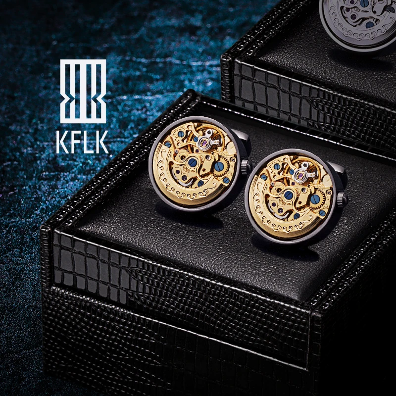 高档法式衬衫袖扣男士轻奢定制衬衣机械机芯袖钉袖口扣 Cufflinks