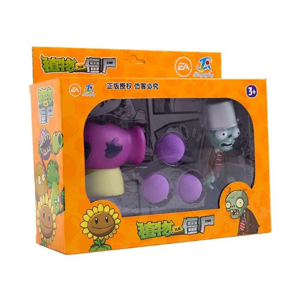 新款植物大战僵尸玩具单个大喷菇软胶可发射紫色蘑菇公仔摆件礼物