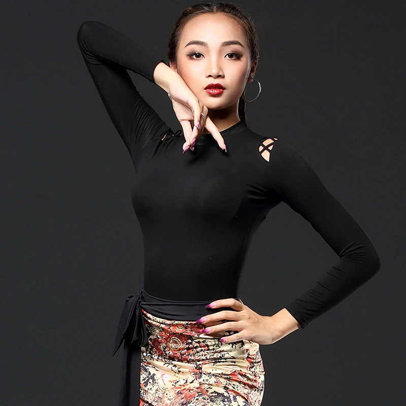 HCDance/皇朝舞蹈拉丁舞服修身打底舞蹈服高领国标舞上衣女 A1005