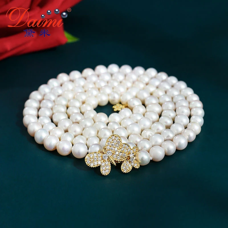 【黛米】Y212星蝶7-8mm淡水珍珠毛衣链 RC