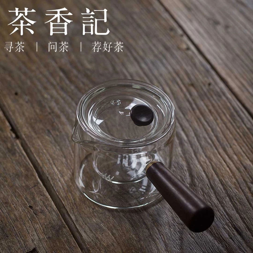 茶香记 日式耐热玻璃侧把壶耐高温泡茶器400ml煮茶壶木把功夫茶具