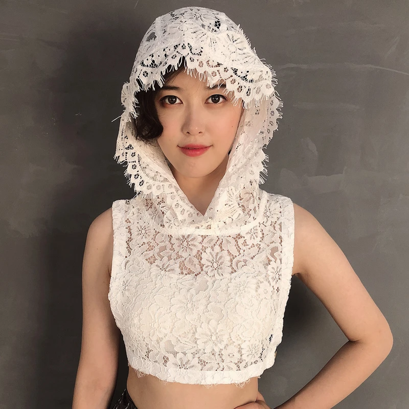 仙气减龄卫衣帽子领 连帽蕾丝装饰领 韩版百搭防晒假领子女夏秋冬