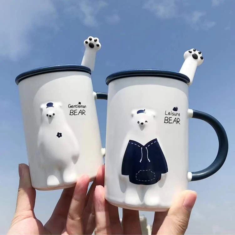 北极熊杯创意陶瓷杯马克杯杯子网红爆款女士专用高颜值学生情侣杯