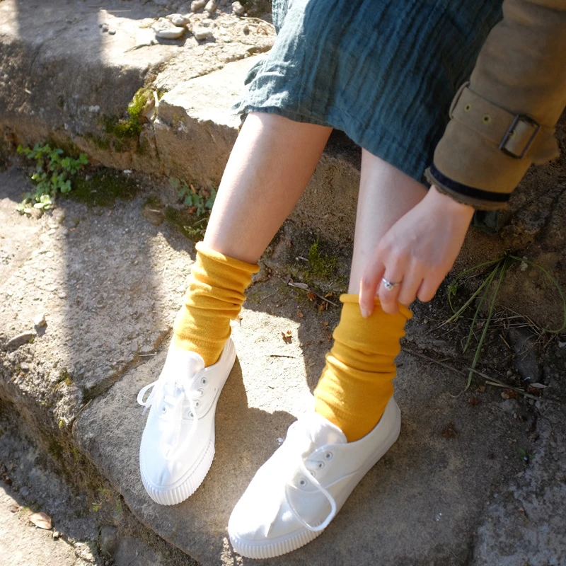 3双装包邮棉五指堆堆袜棉质松口五指袜棉高腰保暖文艺女袜子中筒