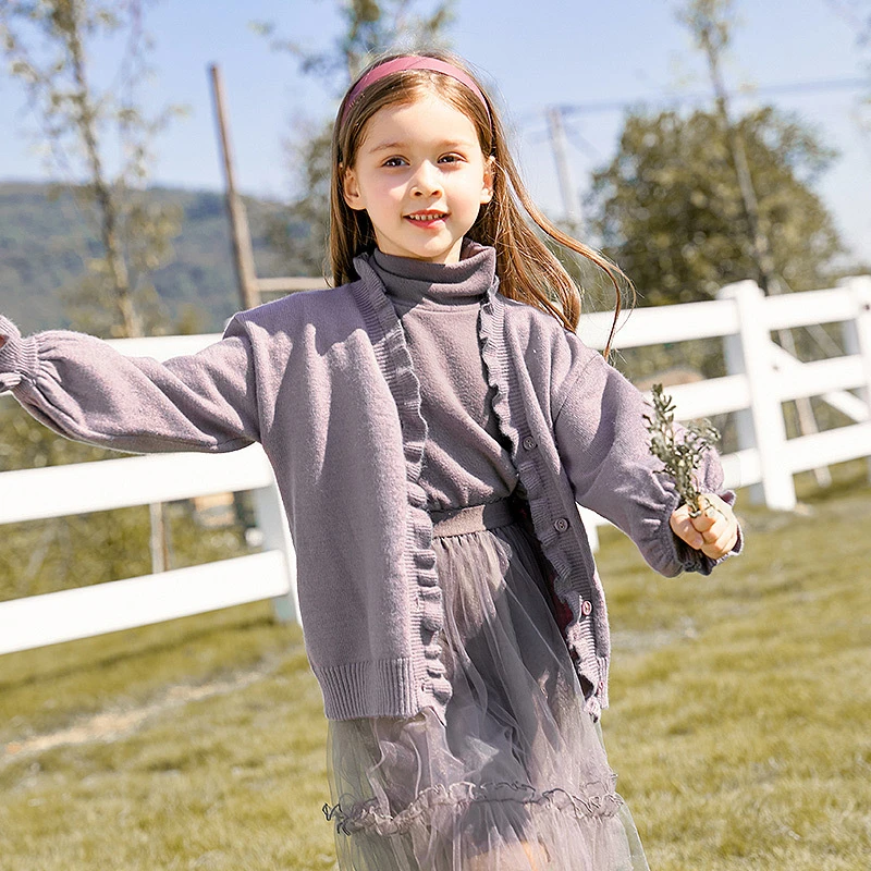 女童针织开衫外套春秋装2023年新款洋气儿童毛衣女外搭薄款上衣潮