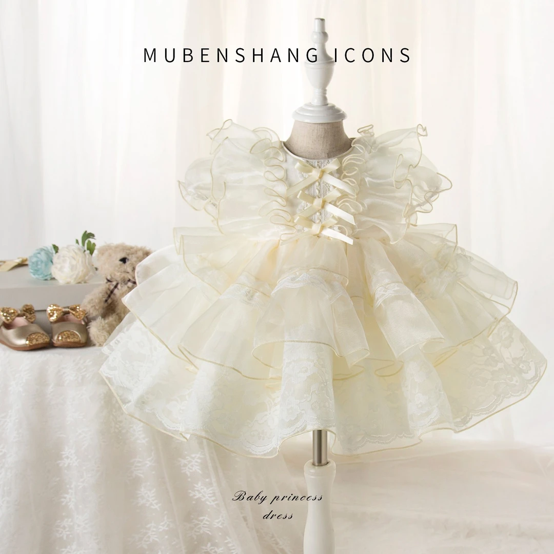 木本尚宝宝一周岁礼服公主裙女童夏装蓬蓬裙婴儿婚纱花童