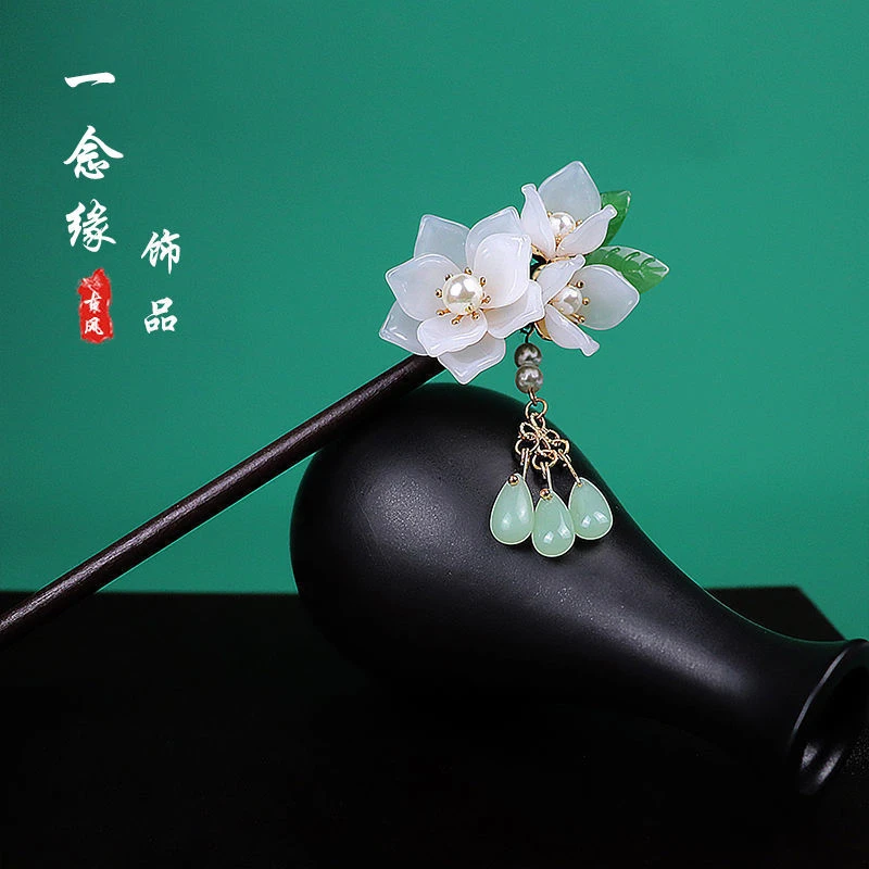 赠品专属发簪古风女盘发木簪子复古发钗流苏步摇头饰白茶