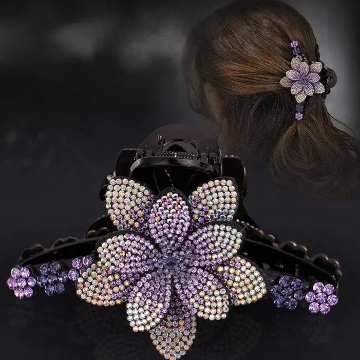 亚克力发饰 韩版夹子头饰发夹水钻大花抓夹花朵盘发女发饰发卡