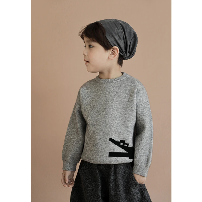 幼悠N1177儿童小童套头毛衣男童宝宝卡通洋气保暖针织衫上衣童装