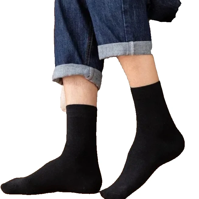 （10双装）2021男士纯色中筒袜商务常规黑色袜子男袜长袜棉袜常规