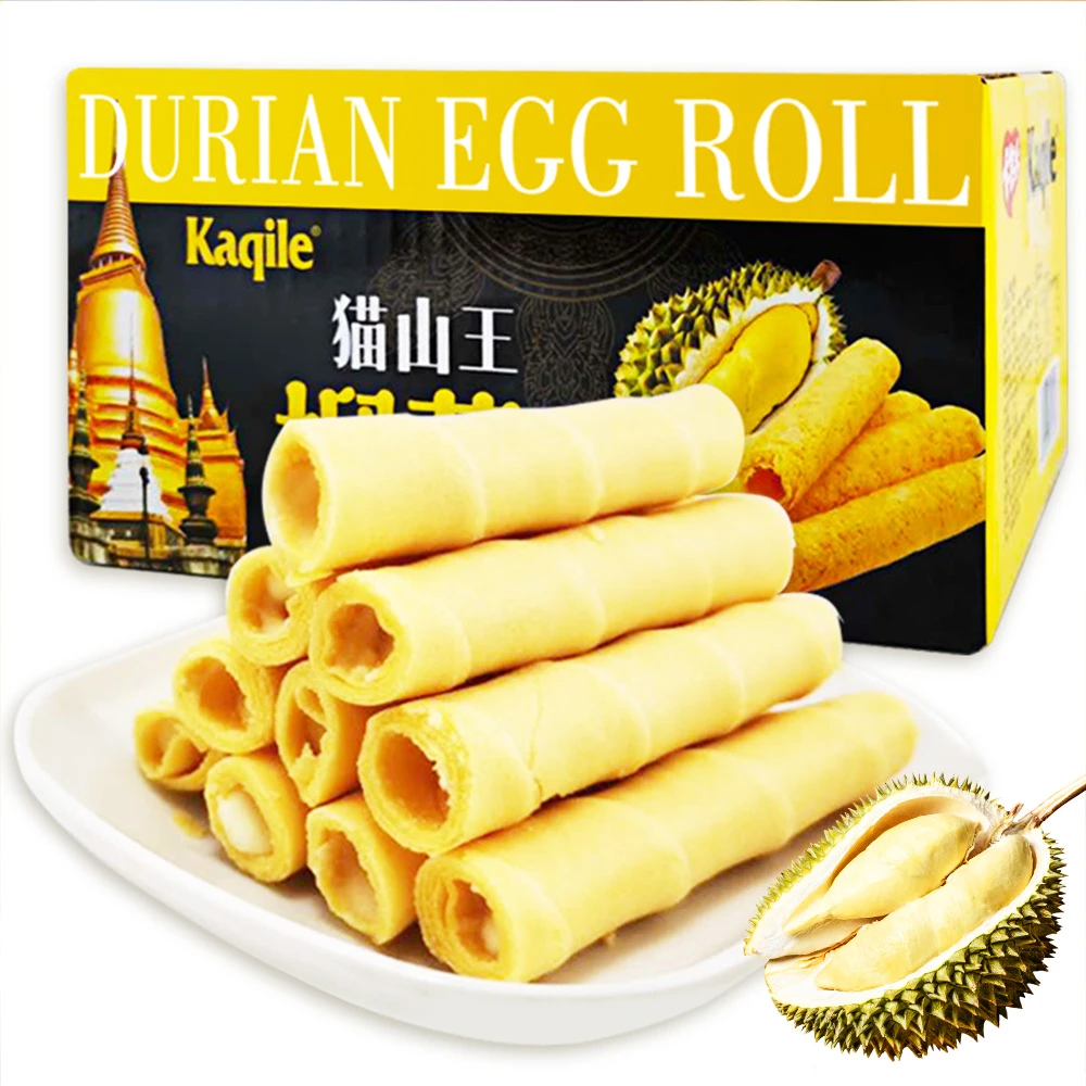卡其乐猫山王榴莲蛋卷一箱 脆皮注心蛋卷 酥脆香酥香酥金黄美味