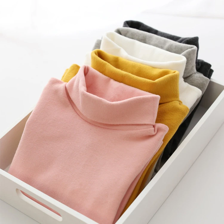 秋冬款儿童高领打底衫儿童t恤女童高领长袖上衣不掉色不起球宝宝