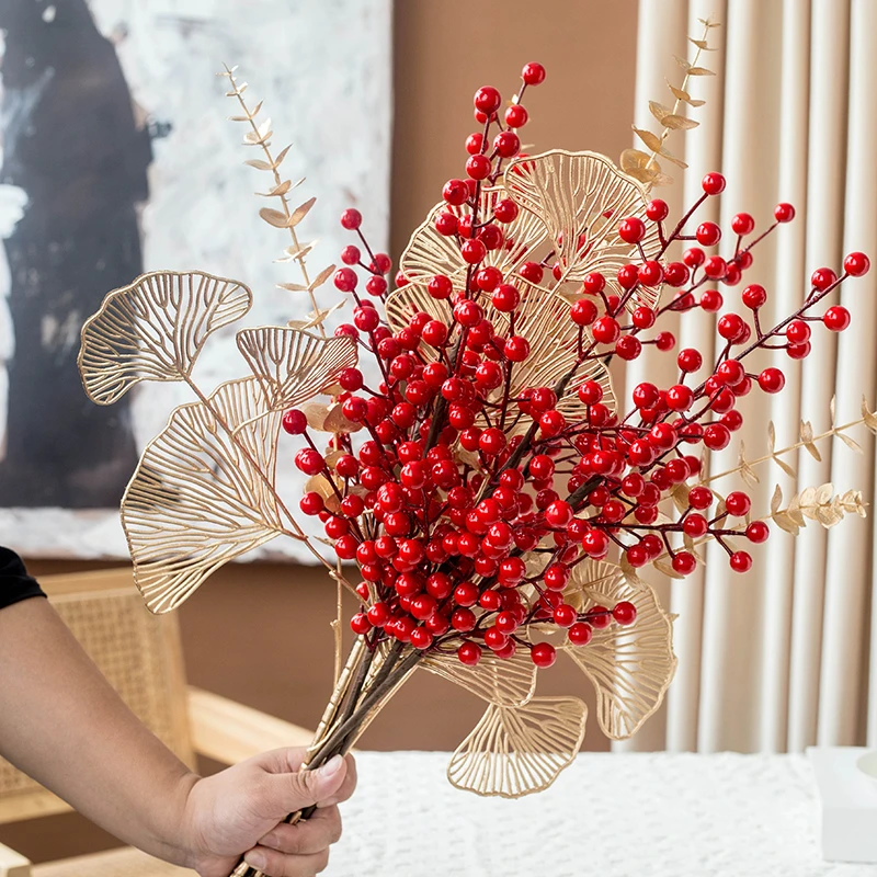 发发果仿真花把束花和花瓶单独选大果
