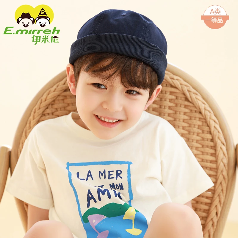 伊米伦瓜皮帽男童鸭舌帽韩版儿童无檐棒球帽复古宝宝地主帽亲子帽