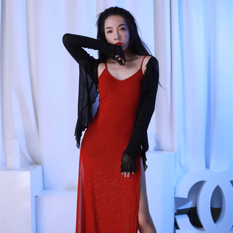 纪小白原创吊带连衣裙自带胸垫现代舞古典舞东方舞舞服优雅气质