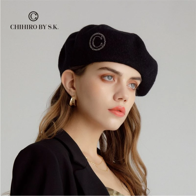 CHIHIRO BY S.K./新帽馆高端烫钻贝雷帽气质俏皮魅力CA2BLZ2062