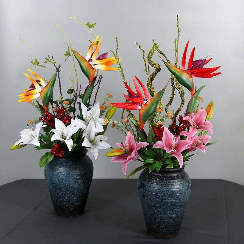 天堂鸟百合花仿真花假花套装餐桌前台室内客厅家居装饰品花艺摆件