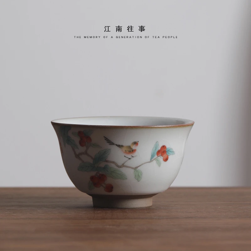 寒舍陶瓷汝窑开片功夫茶杯翻口杯65ML