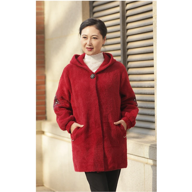 千奈莉 优雅烫钻女士秋季大衣外套
