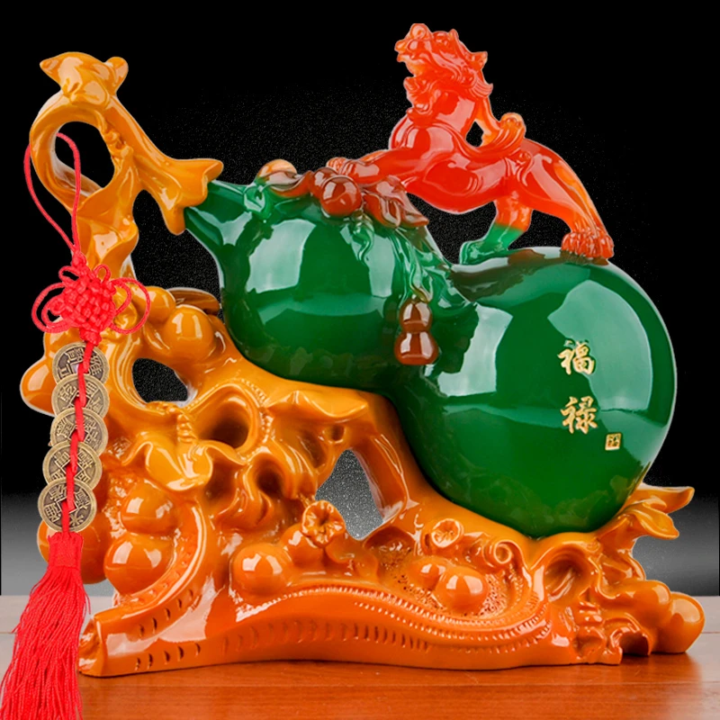 新中式客厅玄关办公室葫芦貔貅摆件工艺品酒柜隔断家居装饰品高档