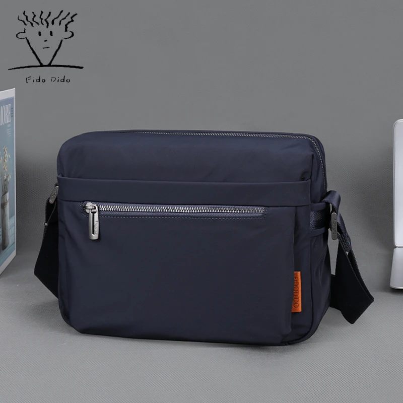 菲都狄都新款正品男包单肩包防水横款男士商务休闲潮男帆布斜挎包