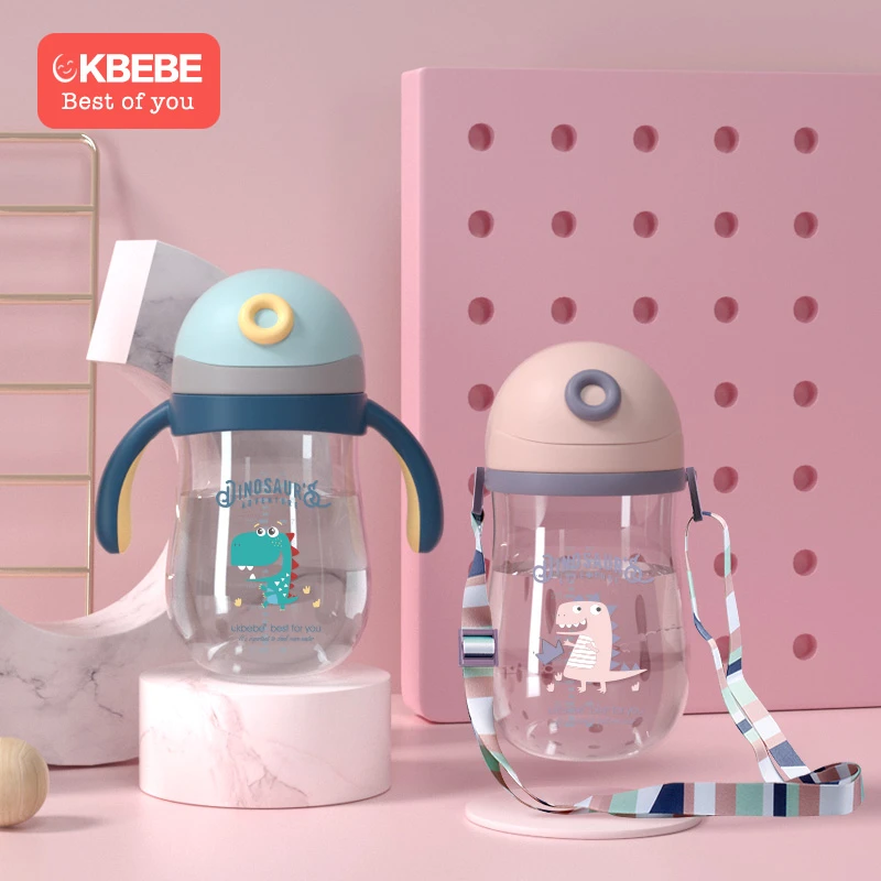 ckbebe婴儿学饮杯宝宝喝水杯子防呛带手柄重力球背带斜挎吸管杯